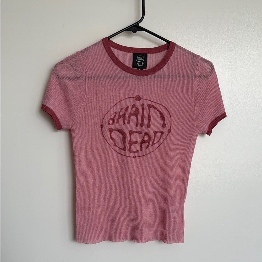 Brain Dead Pink Graphic Fitted T-Shirt
